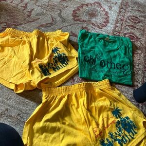 Vintage 80s Chi Omega Sorority shorts (2 pair) PLUS a tshirt!